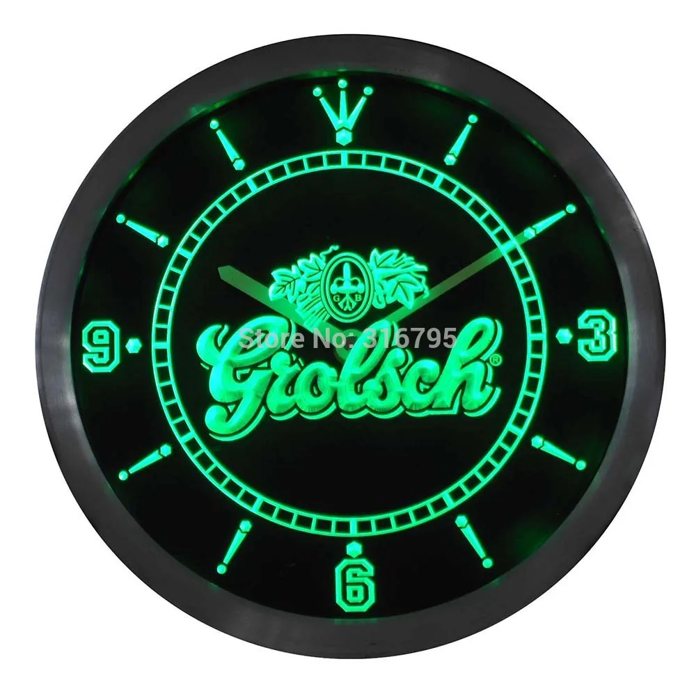 Неоновые светодиодсветодиодный настенные часы nc0002 Grolsch для пива|wall clock|led wall clockclock
