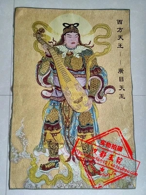 Make old brocade embroidery paintings in imitation of the ancients (Western. Portrait of the King of Heaven in Guangmu)
Make old brocade embroidery paintings in imitation of the ancients (Western. Portrait of the King of Heaven in Guangmu)