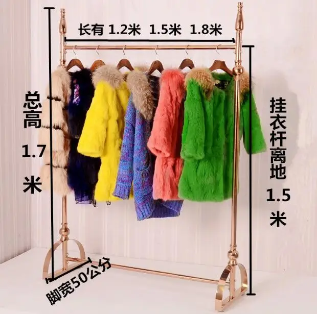 Clothing store women's clothing landing display rack in Zhongdao Rose gold European horizontal bar shelf against the wall
Clothing store women's clothing landing display rack in Zhongdao Rose gold European horizontal bar shelf against the wall