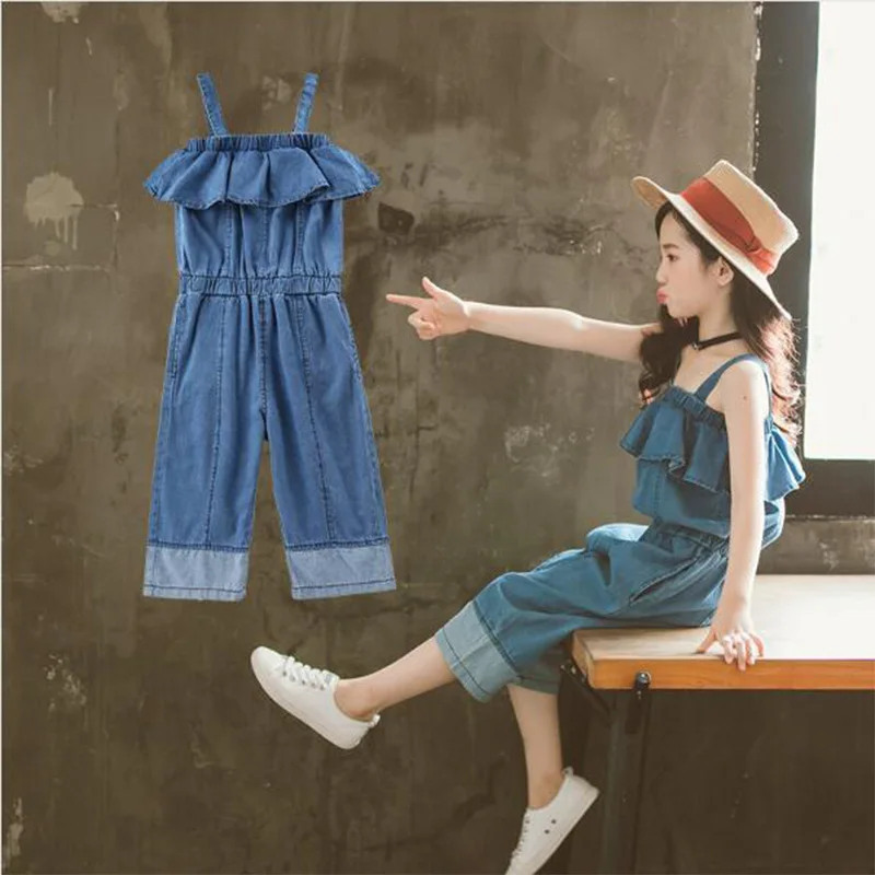 Girls Sets Summer Children Fashion Suit Clothes 2 pieces Cotton Halter denim jumpsuit pants Size 3 4 6 8 10 12 Years Girls
Girls Sets Summer Children Fashion Suit Clothes 2 pieces Cotton Halter denim jumpsuit pants Size 3 4 6 8 10 12 Years Girls
