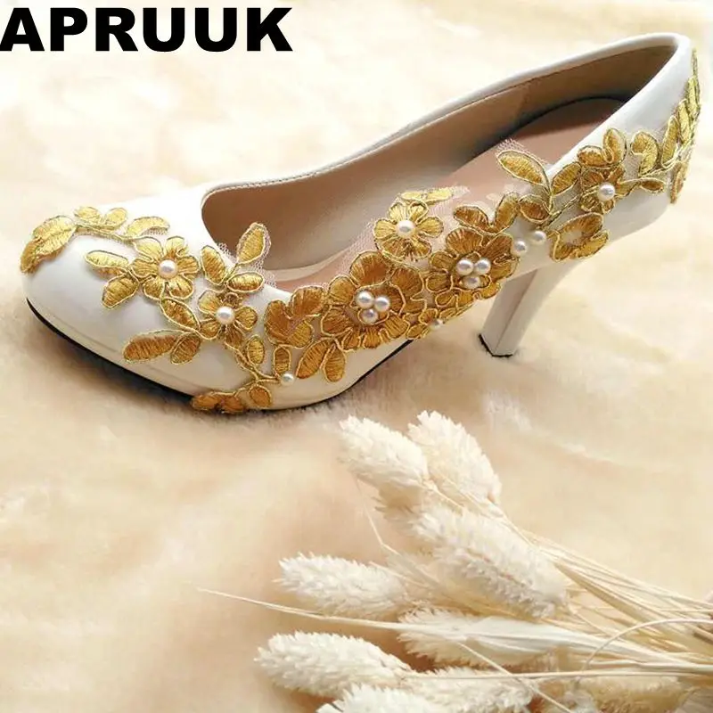 Gold lace wedding shoes woman handmade round toes spike heeled bridal shoes lady female evening party dinner shoes plus sizes
Gold lace wedding shoes woman handmade round toes spike heeled bridal shoes lady female evening party dinner shoes plus sizes