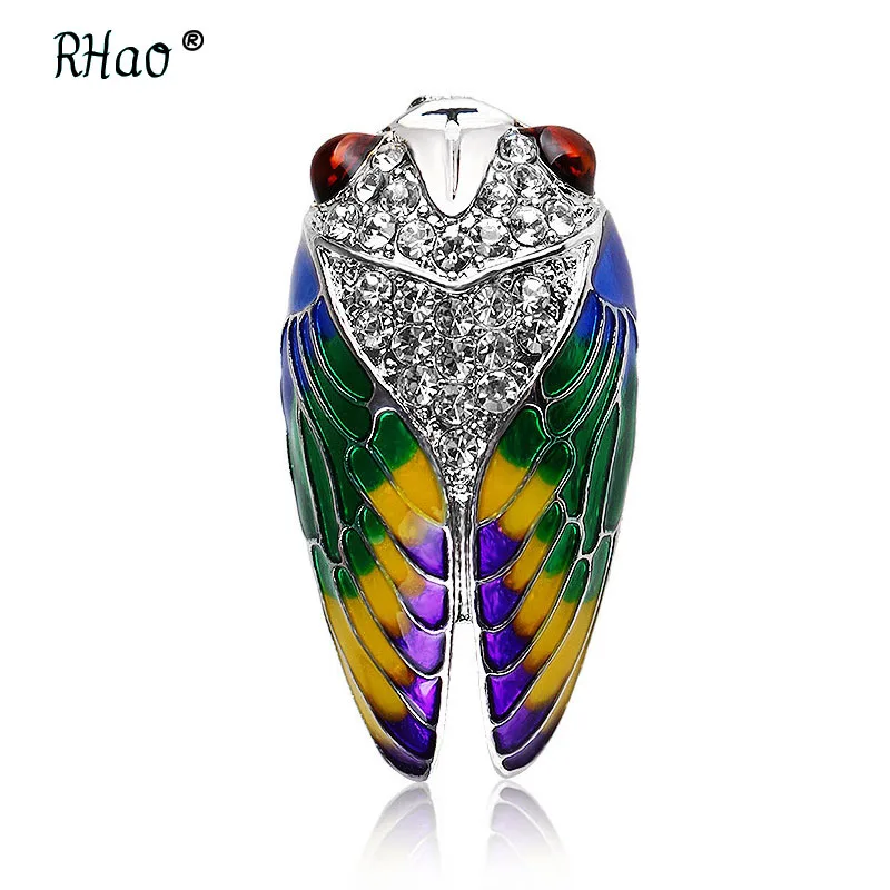 RHao эксклюзивная цветная эмалированная cicada брошка со стразами животная унисекс