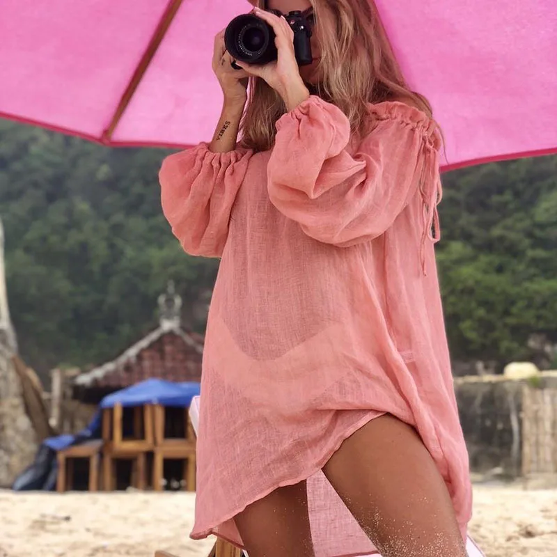 2019 Summer off shoulder beach dress women cover up Long sleeve bikini Sarong tunics for women cover-ups kaftan Robe de plage
2019 Summer off shoulder beach dress women cover up Long sleeve bikini Sarong tunics for women cover-ups kaftan Robe de plage