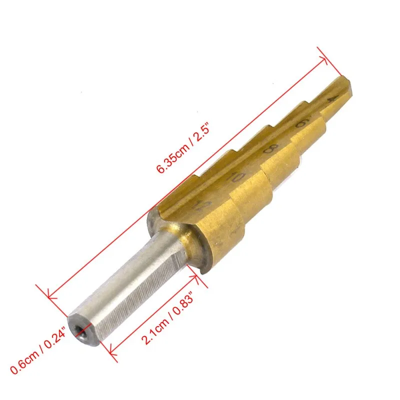 HSS Titanium Step Cone Metal Drill Bits 4-12mm Tone Triangle Shank Hole Cutting Woodworking Wood Drilling Power Tools Mar
HSS Titanium Step Cone Metal Drill Bits 4-12mm Tone Triangle Shank Hole Cutting Woodworking Wood Drilling Power Tools Mar