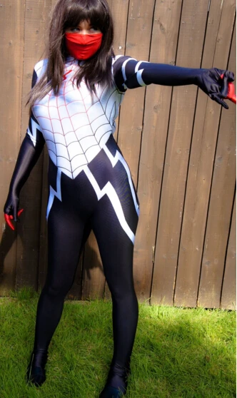 Шелковый костюм паука женский Синди Мун карнавальный паука|spider costume|spider woman