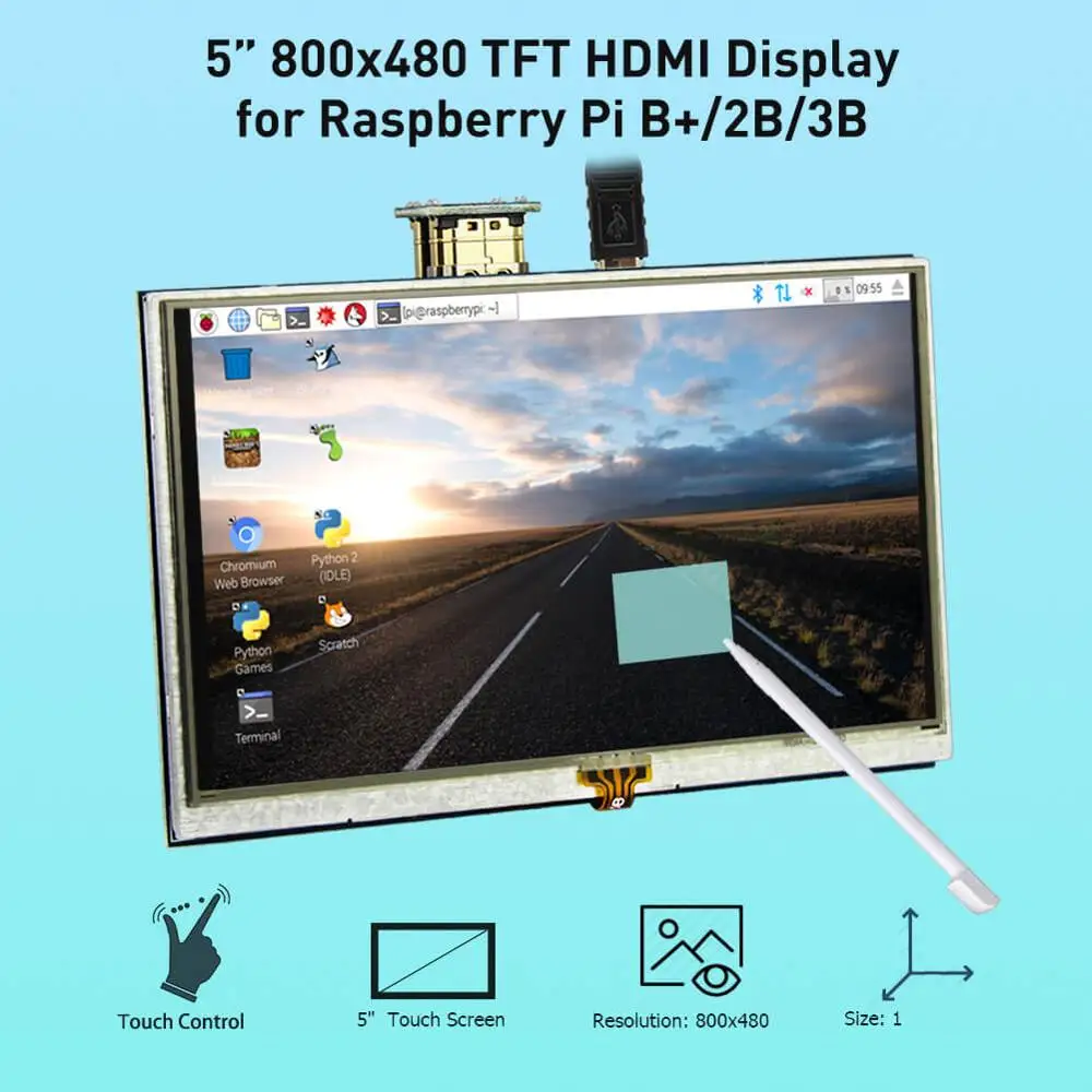 ЖК дисплей Elecrow 5 дюймов Raspberry Pi 3 сенсорный экран HD 800x480 TFT монитор с сенсорной