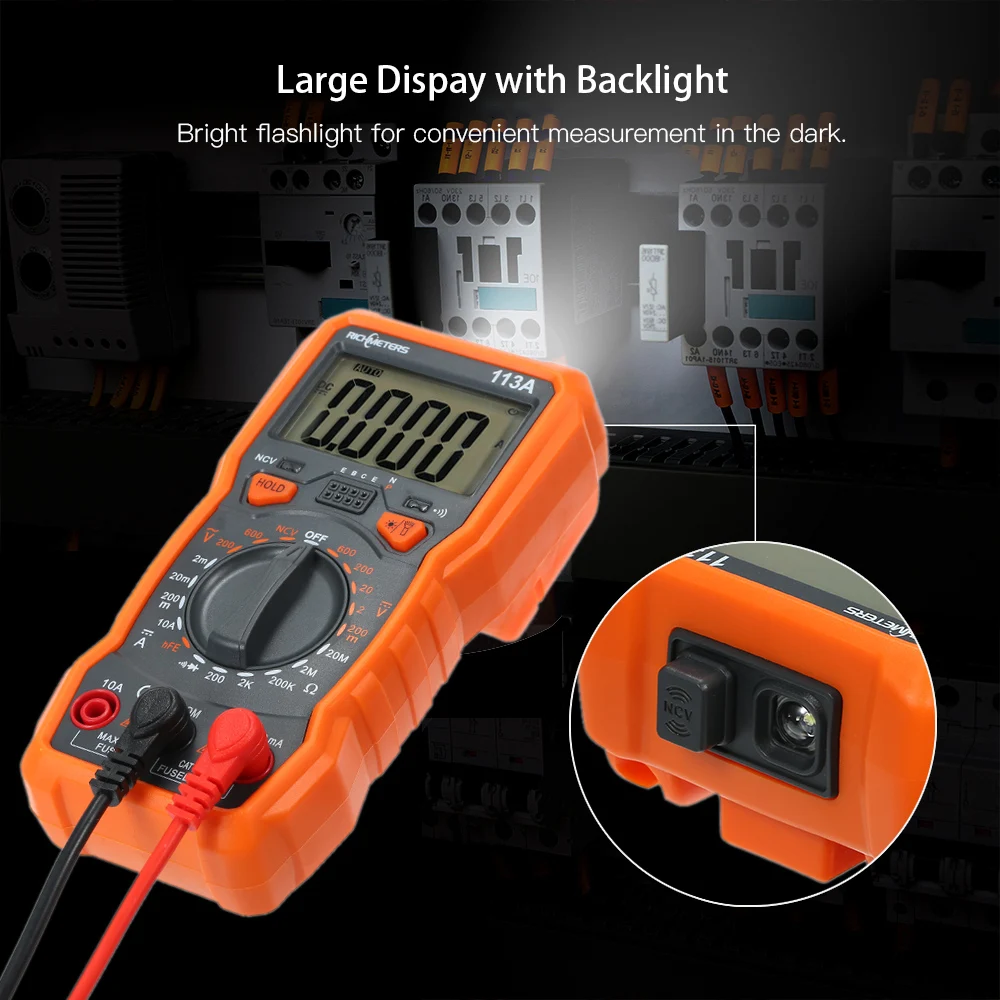 RICHMETERS Multimeter RM113D Multimetro Tester Digital Multimeter 6000 Counts Auto Ranging AC/DC Voltage Temperature Measuring
RICHMETERS Multimeter RM113D Multimetro Tester Digital Multimeter 6000 Counts Auto Ranging AC/DC Voltage Temperature Measuring