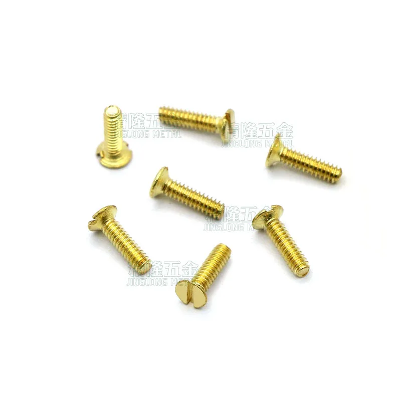 100pcs DIN963 M1.6 Polished Brass Countersunk Head slotted screw flat copper machine screws M1.6x3/6mm 
100pcs DIN963 M1.6 Polished Brass Countersunk Head slotted screw flat copper machine screws M1.6x3/6mm