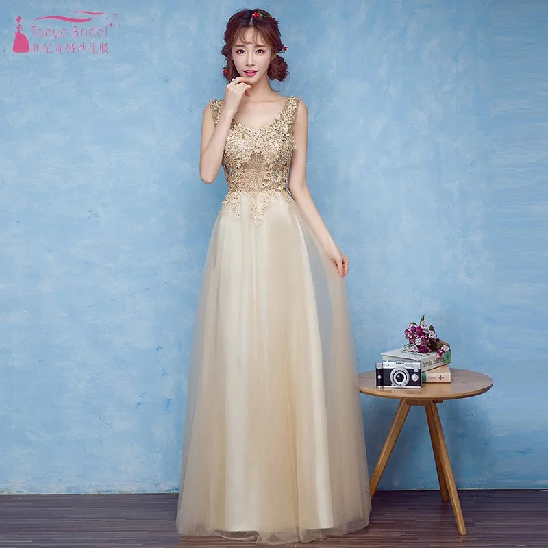 Gold Lace Applique Champagne Bridesmaid Dresses Long Formal Dress Women vestido de festa longo dress for wedding Party JQ47
Gold Lace Applique Champagne Bridesmaid Dresses Long Formal Dress Women vestido de festa longo dress for wedding Party JQ47
