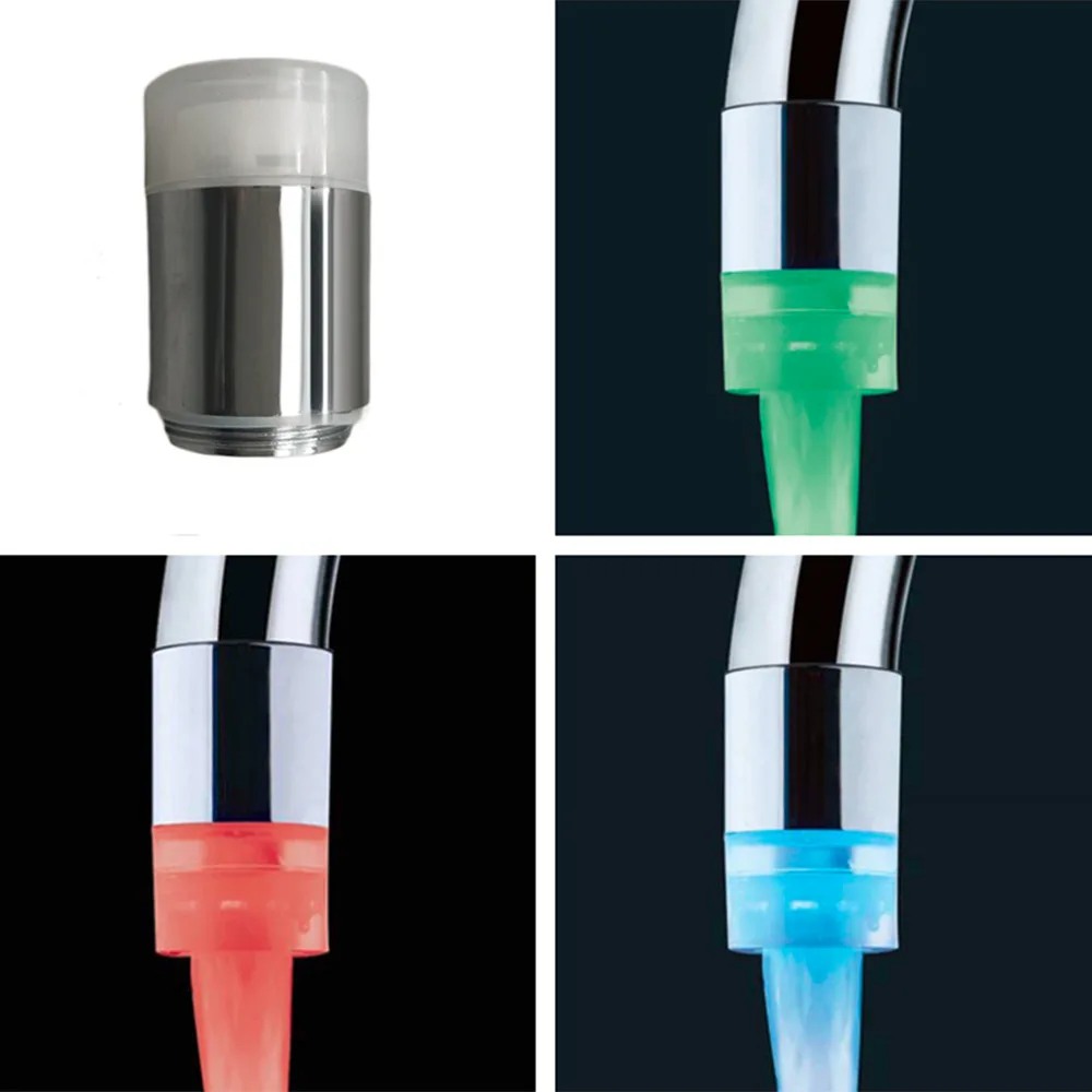 2017 Arrival Water Glow Shower 3 Color Changing LED Tap Faucet Light Temperature Sensor | Обустройство дома