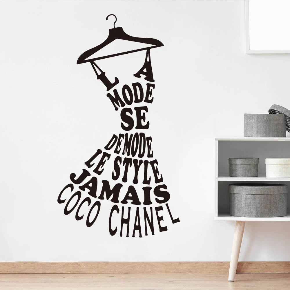 Large Chanele Designer Dress Hanger Quote Wall Decal Bedroom Living Room Clothes Stand Words Wall Sticker Girl Room Vinyl Decor 
Large Chanele Designer Dress Hanger Quote Wall Decal Bedroom Living Room Clothes Stand Words Wall Sticker Girl Room Vinyl Decor