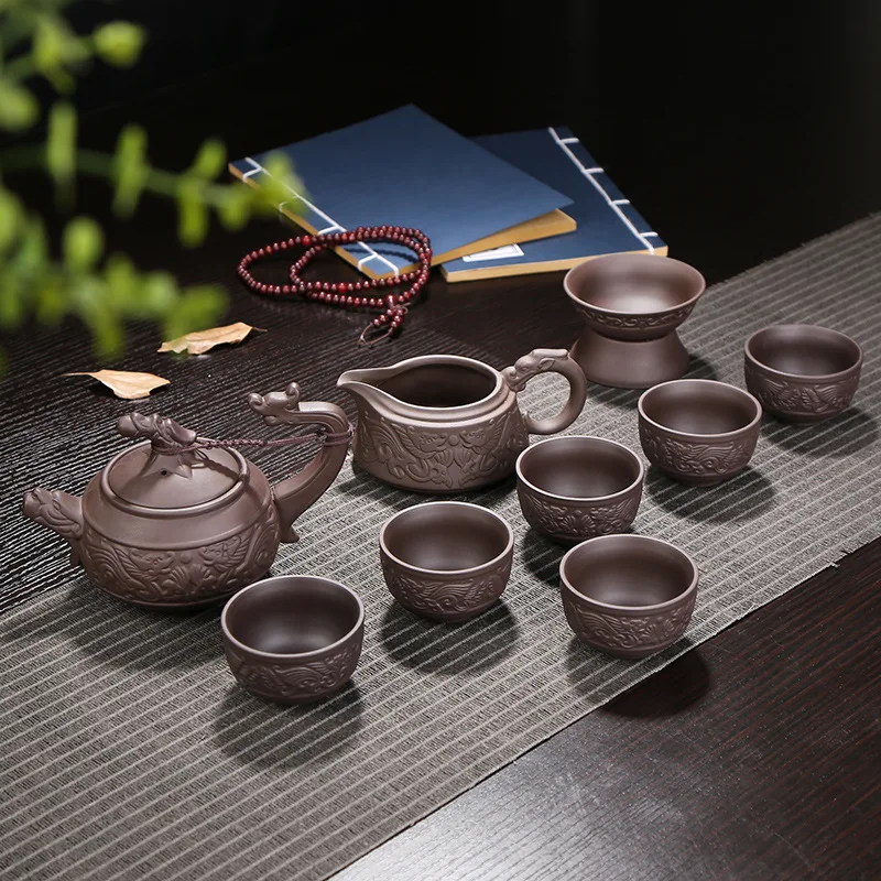 Ceramic Purple Clay Tea Set Kung Fu Pot Teacups Drinkware Chinese Gaiwan with gift box
Ceramic Purple Clay Tea Set Kung Fu Pot Teacups Drinkware Chinese Gaiwan with gift box