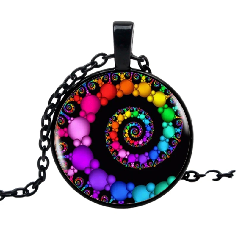 

Spiral Pendant fractal necklaces pendants flourish swirls Mandala glass dome necklace sacred geometry art picture jewelry