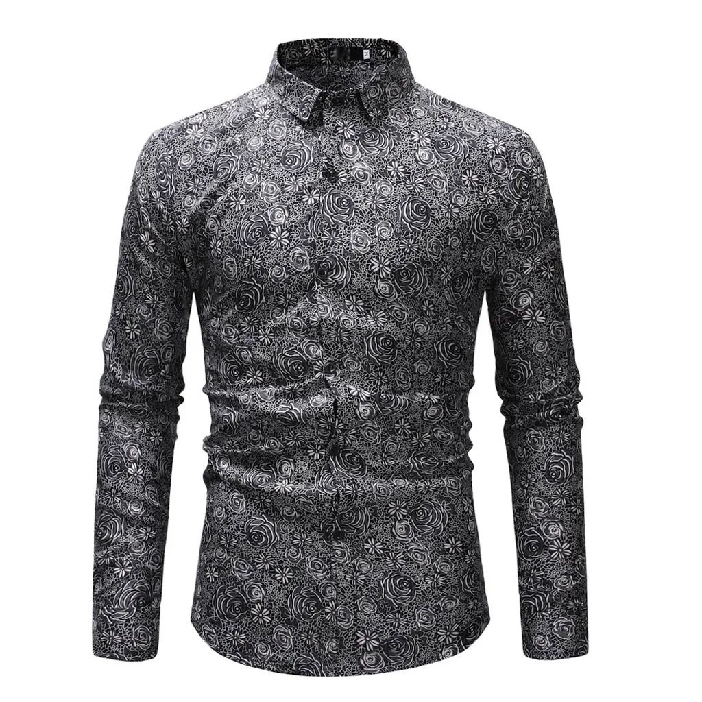 Мужская Базовая однотонная блузка с принтом и длинным рукавом топ camisa masculina