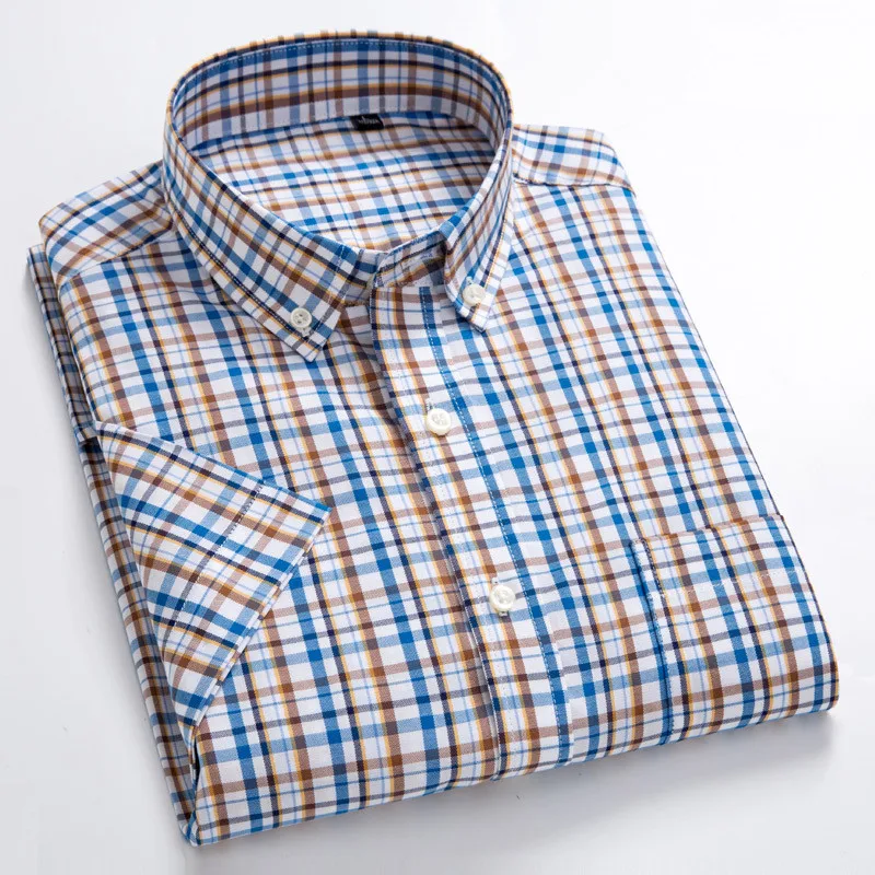 100% Pure Cotton Summer Short Sleeve Shirt Men Checker Korean Ultra-thin Slim Mens Shirt Casual Slim Fit Half-sleeved Shirt
100% Pure Cotton Summer Short Sleeve Shirt Men Checker Korean Ultra-thin Slim Mens Shirt Casual Slim Fit Half-sleeved Shirt