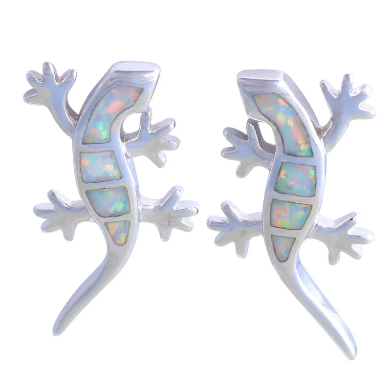 Gecko Silver Color Overlay Earrings Ocean Melody Jewelry White Opal Stud Earrings For Women E248
Gecko Silver Color Overlay Earrings Ocean Melody Jewelry White Opal Stud Earrings For Women E248