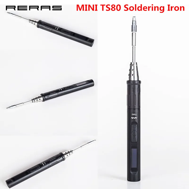 Мини TS80 цифровая паяльная станция QC3.0 USB Type C OLED программируемый интерфейс STM32 чип