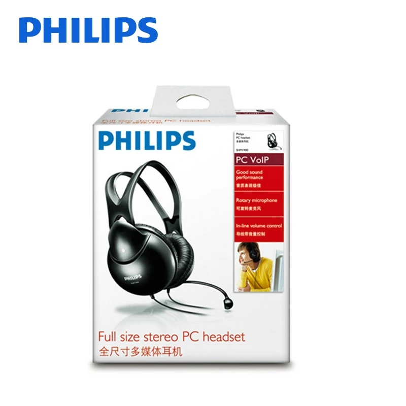 Оригинальные Наушники Philips SHM1900 с поддержкой музыки фильмов и игр микрофоном