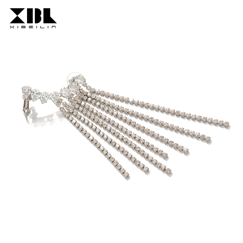 Artificial Rhinestone Long Tassel Earrings for Women Female Temperament Exaggerated Atmospheric Party Wedding Jewelry | Украшения и