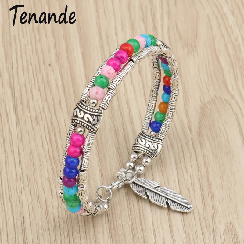 Tenande Vintage Maxi Bohemian Natural Stone Beads Leaves Bracelets & Bangles for Women Tibet Silver Color Night Club Jewelry
Tenande Vintage Maxi Bohemian Natural Stone Beads Leaves Bracelets & Bangles for Women Tibet Silver Color Night Club Jewelry