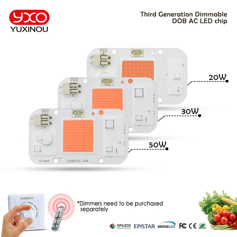 AC COB LED Grow Light Chip Hydroponice AC 220V 20W 30W 50W Full Spectrum 370nm-780nm For Indoor Grow Lighting
AC COB LED Grow Light Chip Hydroponice AC 220V 20W 30W 50W Full Spectrum 370nm-780nm For Indoor Grow Lighting