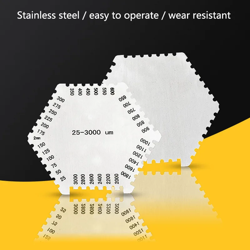 High Precision Practical Stainless Steel Wet Film Comb 25-3000 um Thickness Gauge Measurer Tool
High Precision Practical Stainless Steel Wet Film Comb 25-3000 um Thickness Gauge Measurer Tool