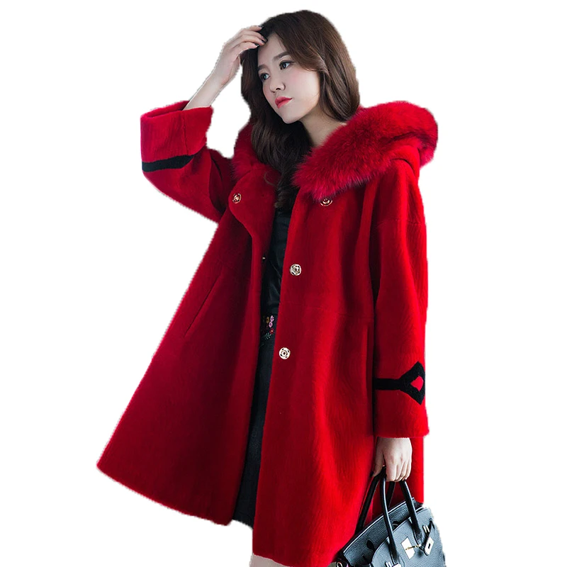 Real Fur Coat Fox Fur Hooded Autumn Winter Coat Women Clothes 2019 Korean Wool Jacket Slim Coats Manteau Femme Hiver ZT1005
Real Fur Coat Fox Fur Hooded Autumn Winter Coat Women Clothes 2019 Korean Wool Jacket Slim Coats Manteau Femme Hiver ZT1005