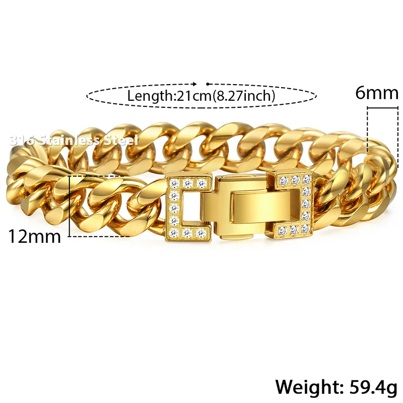 Davieslee Curb Cuban Link Bracelets For Men Boy Gold Tone 316L Stainless Steel CZ Woman Men Bracelet 2018 Jewelry 12mm HB500
Davieslee Curb Cuban Link Bracelets For Men Boy Gold Tone 316L Stainless Steel CZ Woman Men Bracelet 2018 Jewelry 12mm HB500