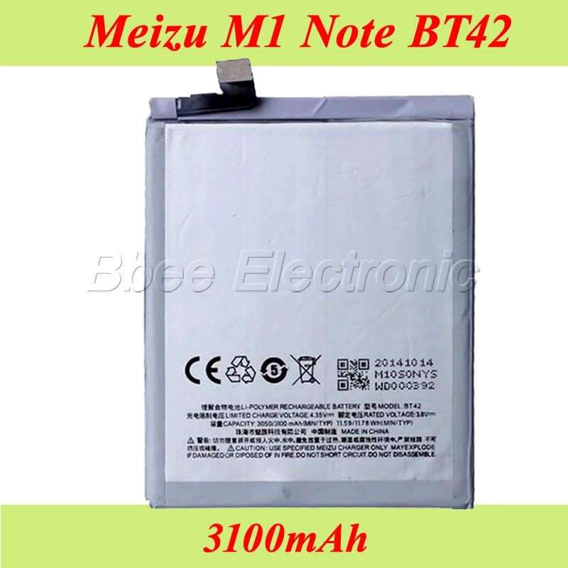 High Quality 3100mAh Phone Battery BT42 For Meizu M1 Note Batterie Bateria Accumulator AKKU
High Quality 3100mAh Phone Battery BT42 For Meizu M1 Note Batterie Bateria Accumulator AKKU