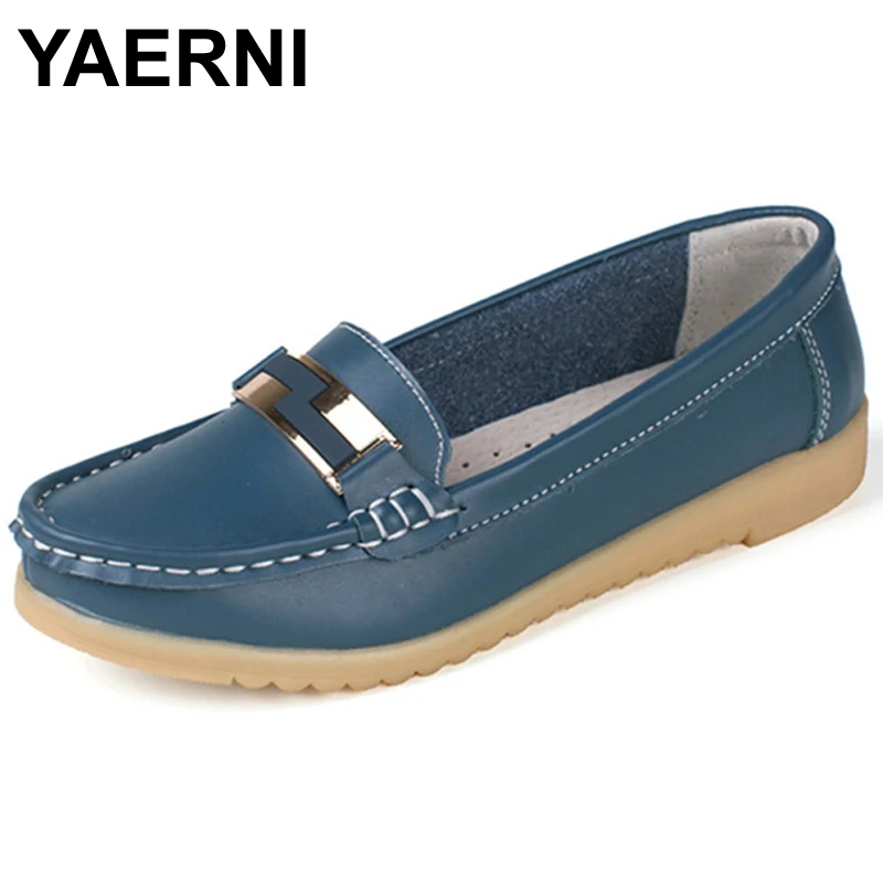 YAERNI 2021 Genuine Leather Woman Four Seasons Nurse Mother Loafers Flats Buckle Metal Decoration Sewing Women Shoes
YAERNI 2021 Genuine Leather Woman Four Seasons Nurse Mother Loafers Flats Buckle Metal Decoration Sewing Women Shoes