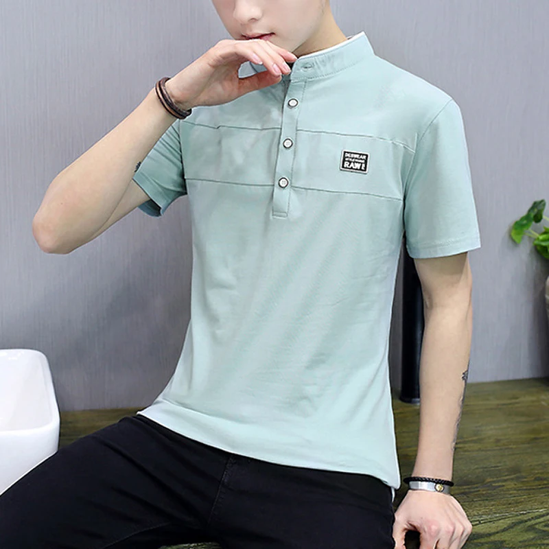 Spring Summer Men's Short Sleeve T-shirt Leisure Men's Clothing Casual Stand Solid Worsted Tshirt Pullover White Green Black
Spring Summer Men's Short Sleeve T-shirt Leisure Men's Clothing Casual Stand Solid Worsted Tshirt Pullover White Green Black