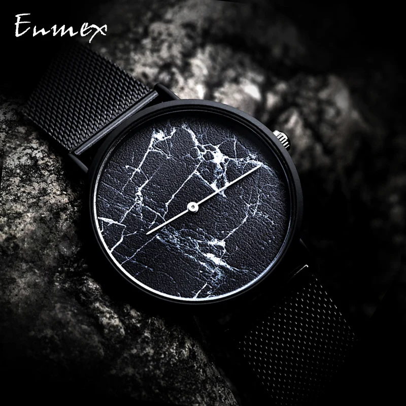 2019 Enmex creative wristwatch Ultrathin case black Marble face casual Stainless steel fashion Stylish clock quartz watch
2019 Enmex creative wristwatch Ultrathin case black Marble face casual Stainless steel fashion Stylish clock quartz watch