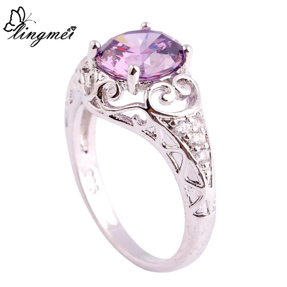 Женское кольцо с фиолетовым радужным и белым фианитом Размеры 6 10 11|ring size|women fashion