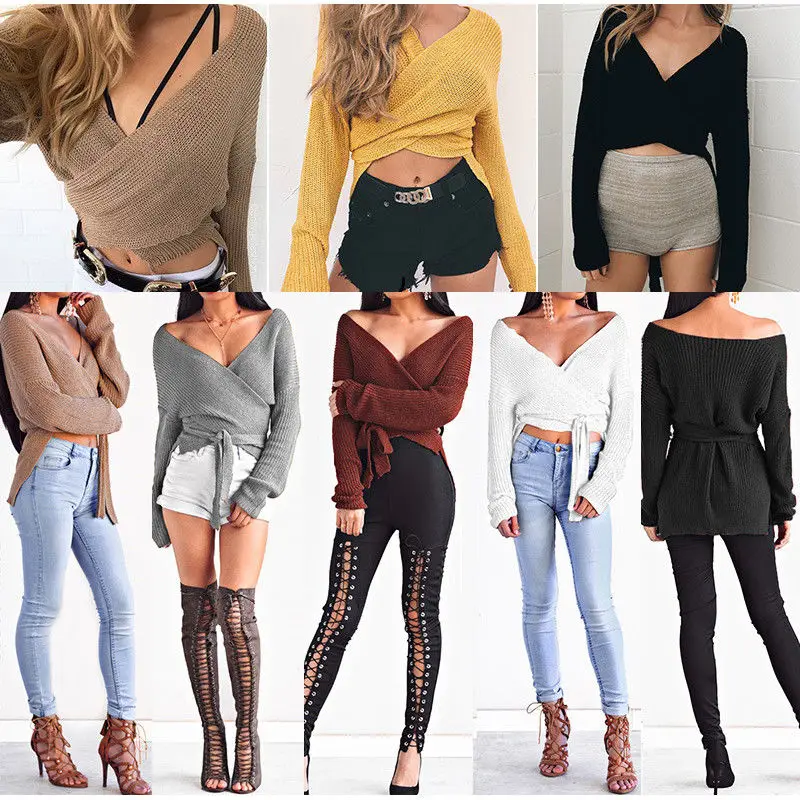 Hirigin Women Sweaters Crop Top Casual Long sleeve Knitted Loose Sweater Knitwear For Women Belt Deep V Neck Outwear Fashion
Hirigin Women Sweaters Crop Top Casual Long sleeve Knitted Loose Sweater Knitwear For Women Belt Deep V Neck Outwear Fashion