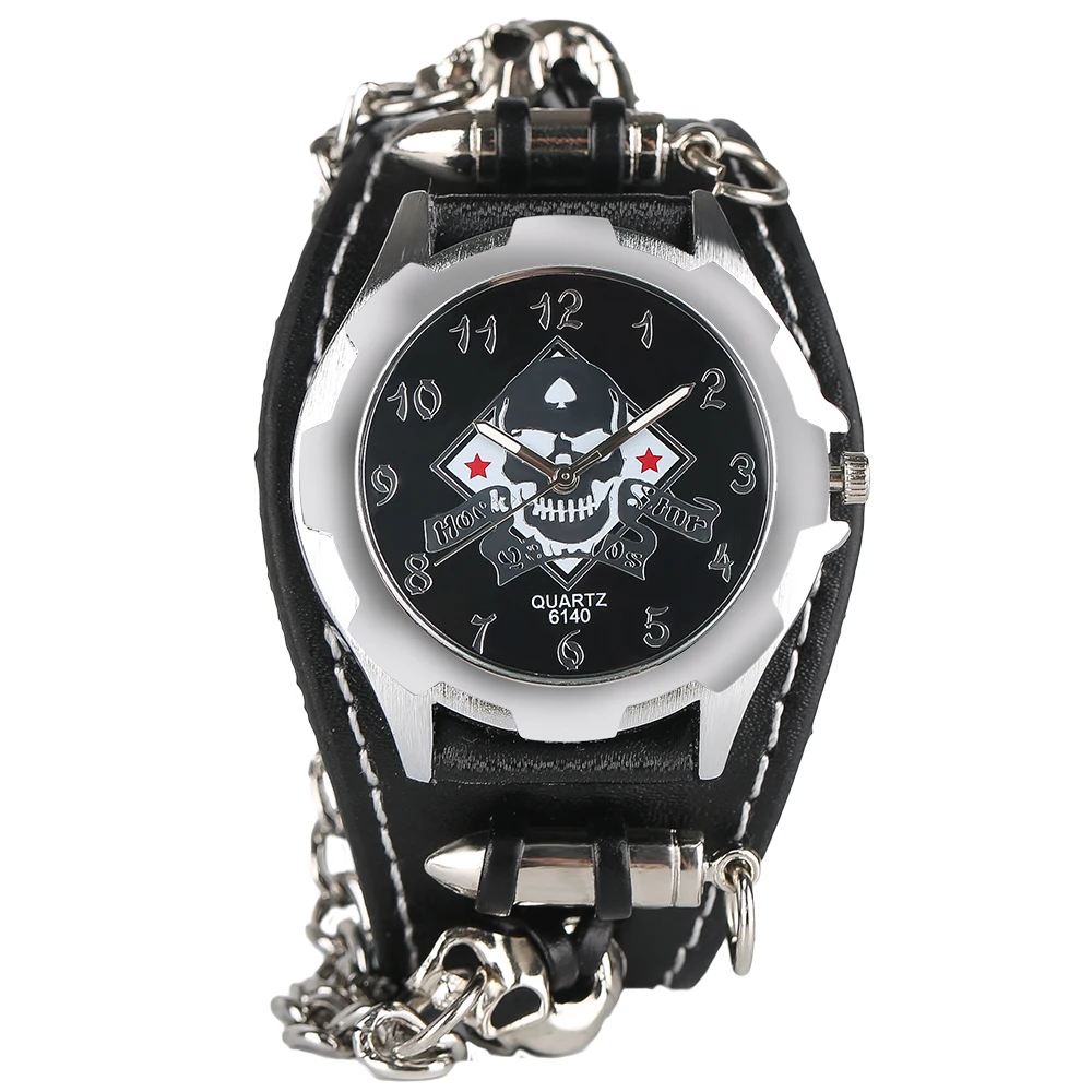 Quartz Watch Men Skull Bullet Bracelet Wristwatch Gothic Style Cool Punk Chain Watches Leather Strap Men Dress Xmas Gift
Quartz Watch Men Skull Bullet Bracelet Wristwatch Gothic Style Cool Punk Chain Watches Leather Strap Men Dress Xmas Gift