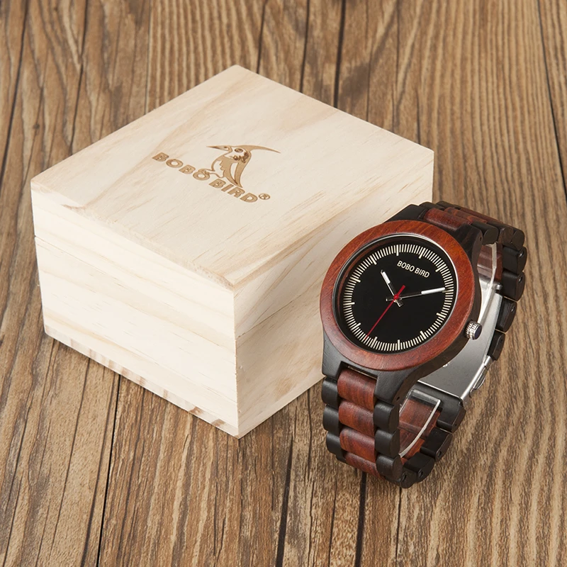 

Мужские наручные часы BOBO BIRD, стильные часы ручной работы из натурального дерева в деревянной подарочной коробке, мужские часы B-O01