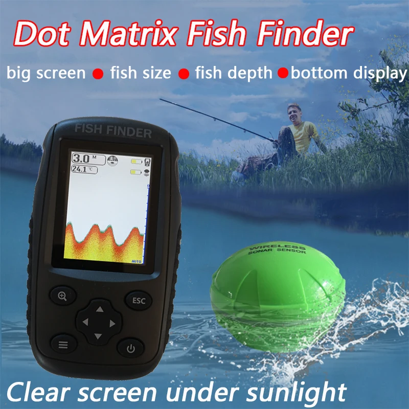Free Shipping!Brand New Colorful Wireless Fish Finder Dot Matrix Sonar Sensor Transducer Depth Echo Sounder Recharged Battery
Free Shipping!Brand New Colorful Wireless Fish Finder Dot Matrix Sonar Sensor Transducer Depth Echo Sounder Recharged Battery