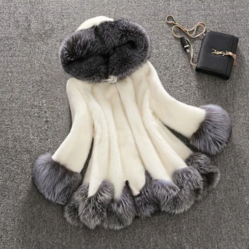 Faux Fur Coats and Jackets Women With Hood Fake Fox Collar Fake Rex Rabbit Fur Overcoat Winter Warm Ladies Outwear Plus Size 4XL
Faux Fur Coats and Jackets Women With Hood Fake Fox Collar Fake Rex Rabbit Fur Overcoat Winter Warm Ladies Outwear Plus Size 4XL