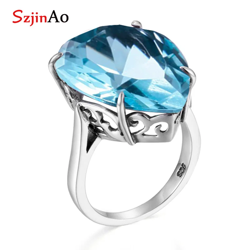 Szjinao sterling silver 925 lake blue Aquamarine rings Water drop shape birthstone boho hollow wide ring indian jewelry for lady
Szjinao sterling silver 925 lake blue Aquamarine rings Water drop shape birthstone boho hollow wide ring indian jewelry for lady