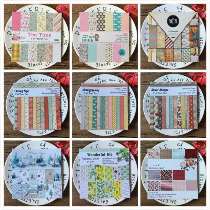 12 шт./упак. 6*6 дюймов 9 типов чайных пакетиков для скрапбукинга DIY Happy planner Card Making