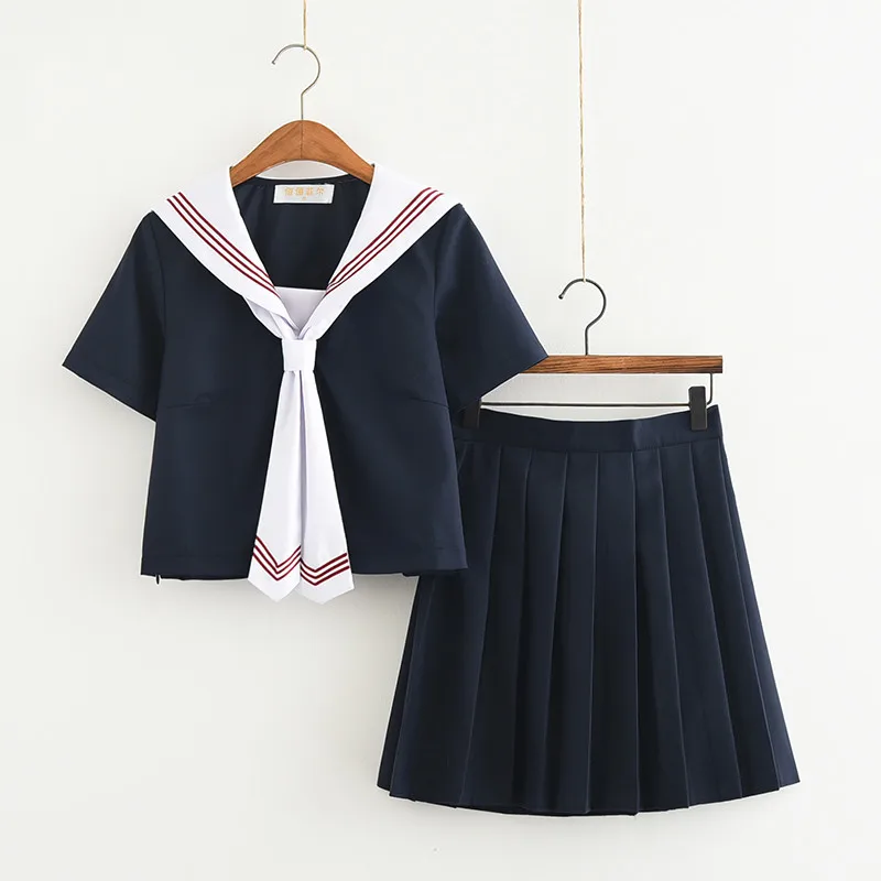 Navy Seifuku Japanese School Uniforms 2021 Spring Cotton Sailor Uniform Schoolgirl Graduation Outfit Tops Tie Pleated Skirt Sets
Navy Seifuku Japanese School Uniforms 2021 Spring Cotton Sailor Uniform Schoolgirl Graduation Outfit Tops Tie Pleated Skirt Sets
