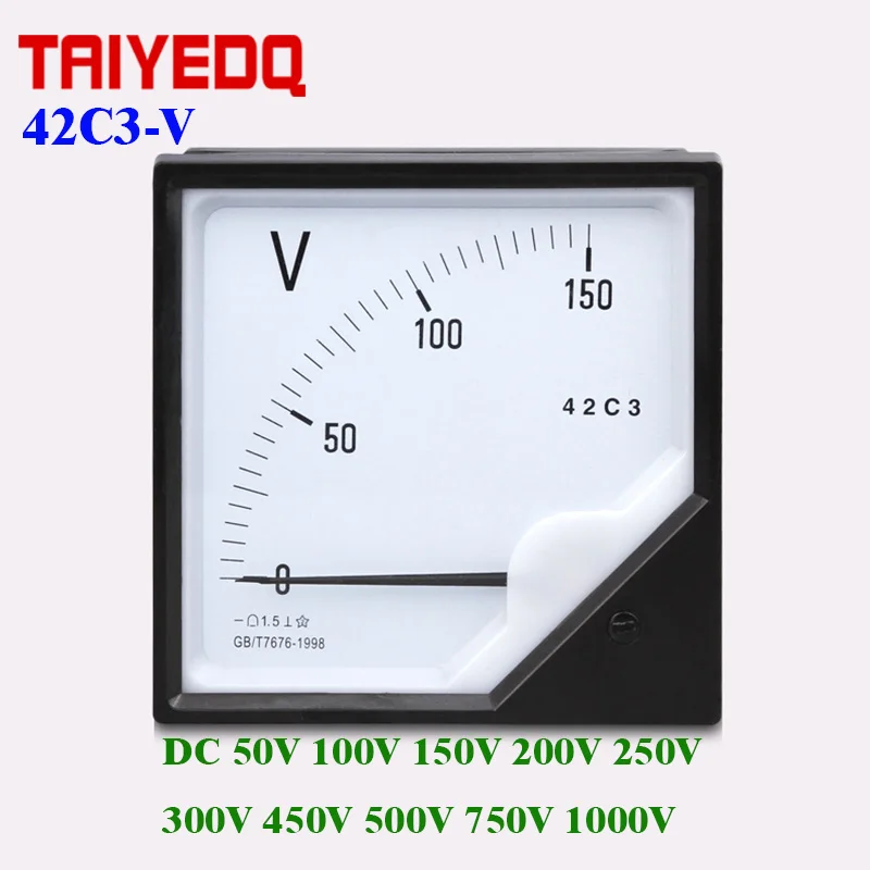 DC50V 100V 150V 200V 250V 300V 400V 450V 500V 750V 1000V Analog Volt Voltage Panel Meter Voltmeter 42C3 Electric Meter
DC50V 100V 150V 200V 250V 300V 400V 450V 500V 750V 1000V Analog Volt Voltage Panel Meter Voltmeter 42C3 Electric Meter