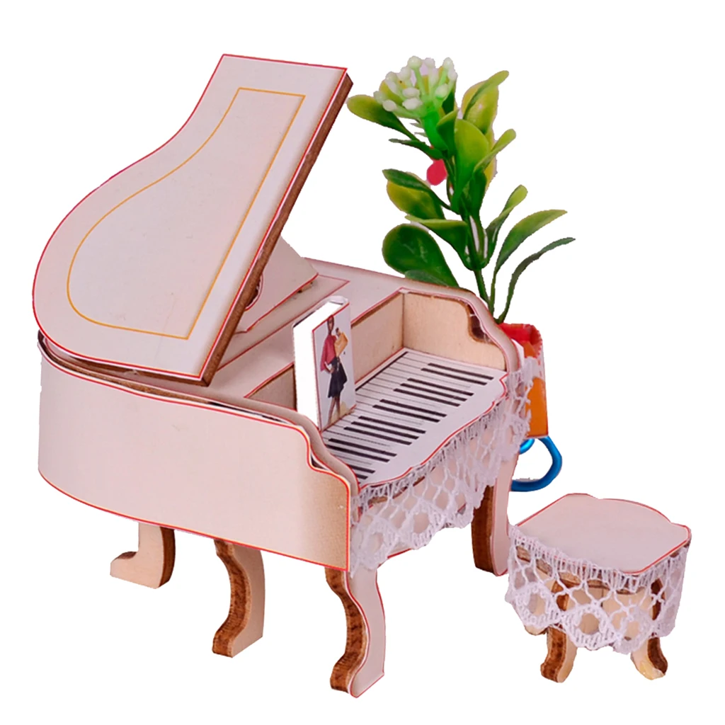 1:24 Mini Beige Piano Stool Set Dollhouse Miniature Music Room Instruments Decor Accessories | Игрушки и хобби