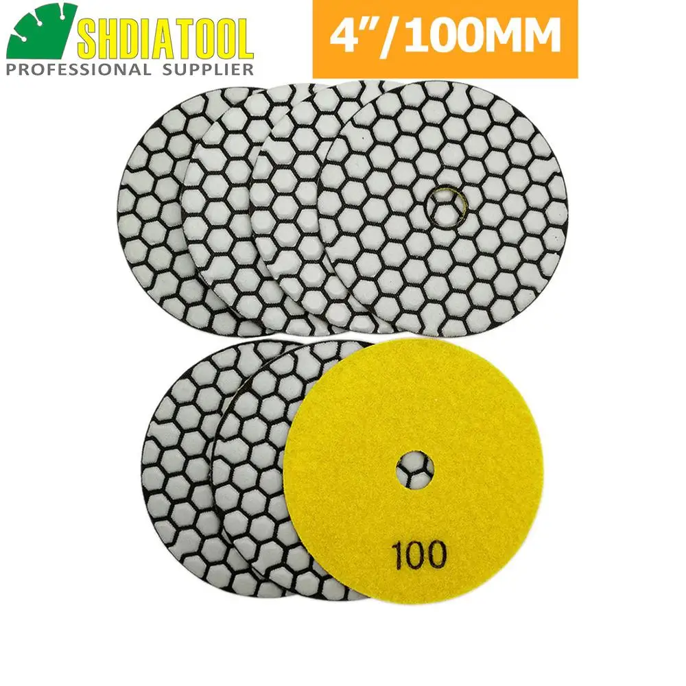 Diatool 7 шт. 100 мм грит #100 diamond сухой Полировальная Подложка для Гранит и Мрамор 4
