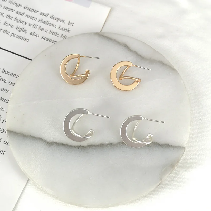 2019 Мода Матовый Золотой Серебряный витые серьги для женщин Bijoux минималистский