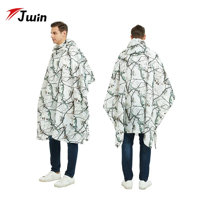 Hunting Snow Jungle White Camouflage Raincoat Tent Outdoor Mountaineering Hiking Multifunction Rainwear For Man And Woman
Hunting Snow Jungle White Camouflage Raincoat Tent Outdoor Mountaineering Hiking Multifunction Rainwear For Man And Woman