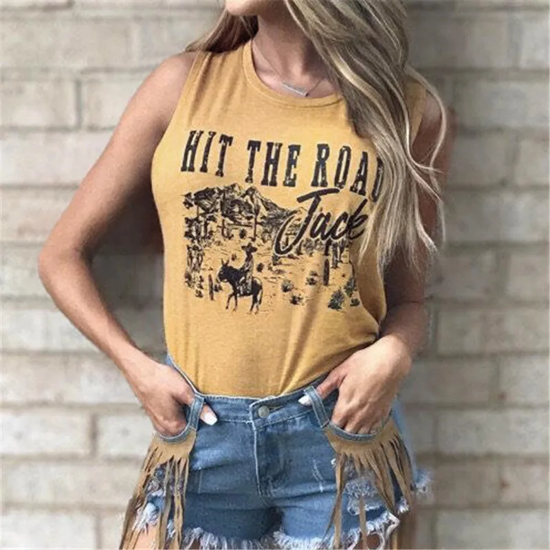 2022 Summer New Top Women Sleeveless Tees Fashion Hit The Road Jack Letter Print Tank Loose Tank Tops camisa femenina
2022 Summer New Top Women Sleeveless Tees Fashion Hit The Road Jack Letter Print Tank Loose Tank Tops camisa femenina