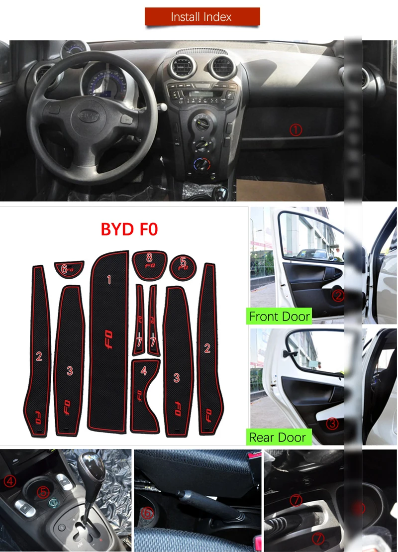 Противоскользящий коврик для ворот резиновые подставки BYD F0 2008 2009 2010 2011 2012 2013 2014