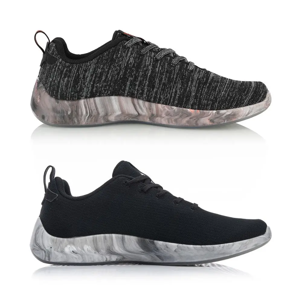 Li-Ning/Мужская обувь из флока на низком каблуке для образа жизни однотонные Тканные