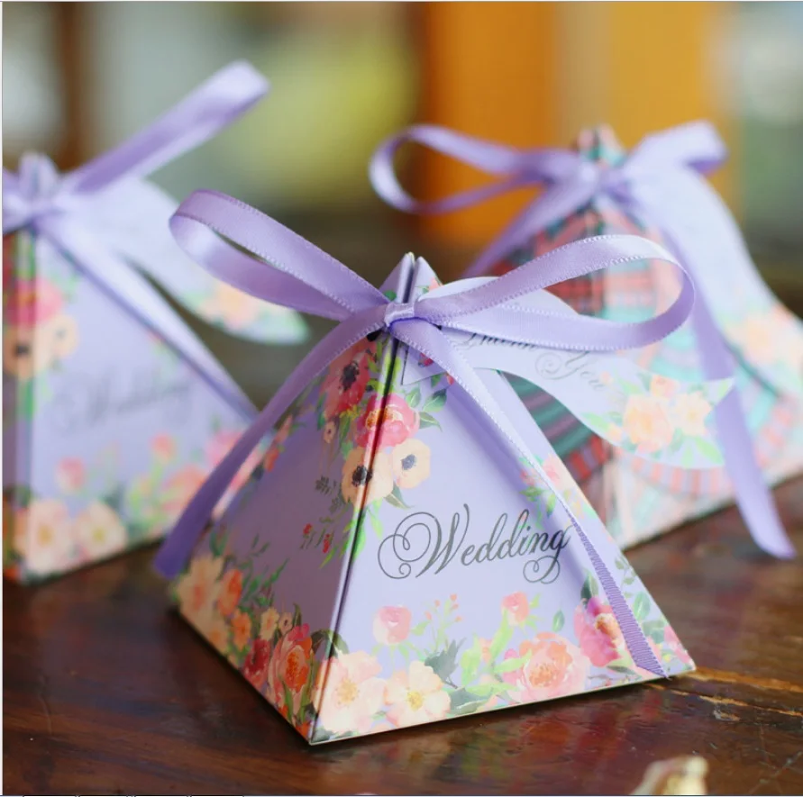 50 шт./лот коробка для конфет Свадебные принадлежности Свадебная треугольная